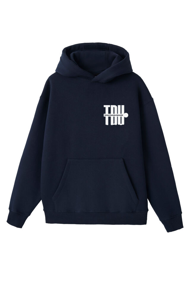 Ronna  Unisex Türk - Alman Üniversitesi Serisi Model 3 Baskılı Oversize Kapüşonlu Hoodie - TDB030103 Lacivert - XXL
