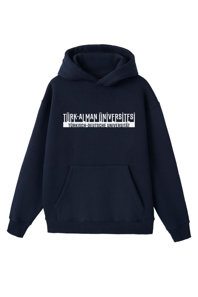 Ronna  Unisex Türk - Alman Üniversitesi Serisi Model 4 Baskılı Oversize Kapüşonlu Hoodie - TDB030104 Lacivert - XL