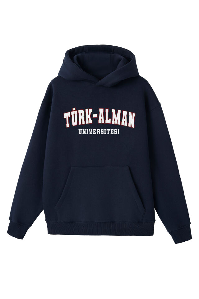 Ronna  Unisex Türk - Alman Üniversitesi Serisi Model 8 Baskılı Oversize Kapüşonlu Hoodie - TDB030108 Lacivert - XXL