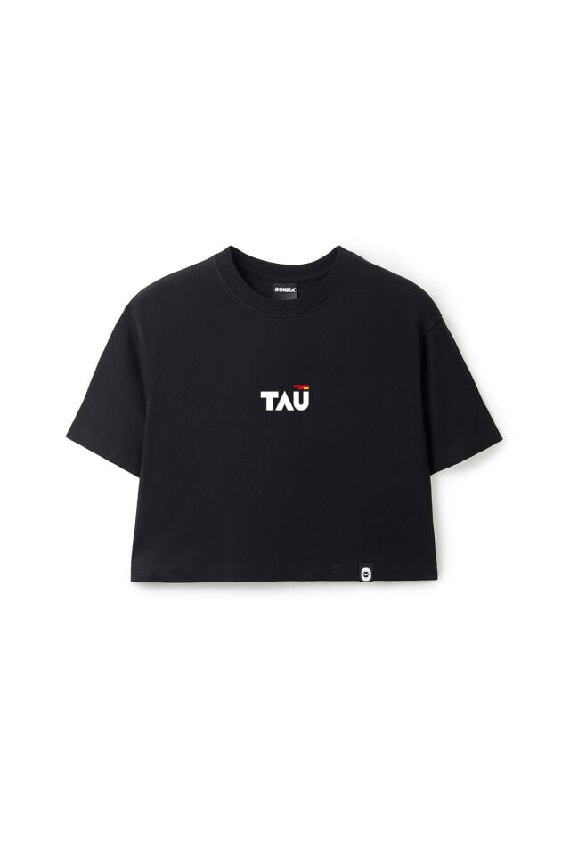 Ronna  Kadın Türk - Alman Üniversitesi Serisi Model 12 Baskılı Oversize Bisiklet Yaka Crop Tshirt - TDB020112 Lacivert - L