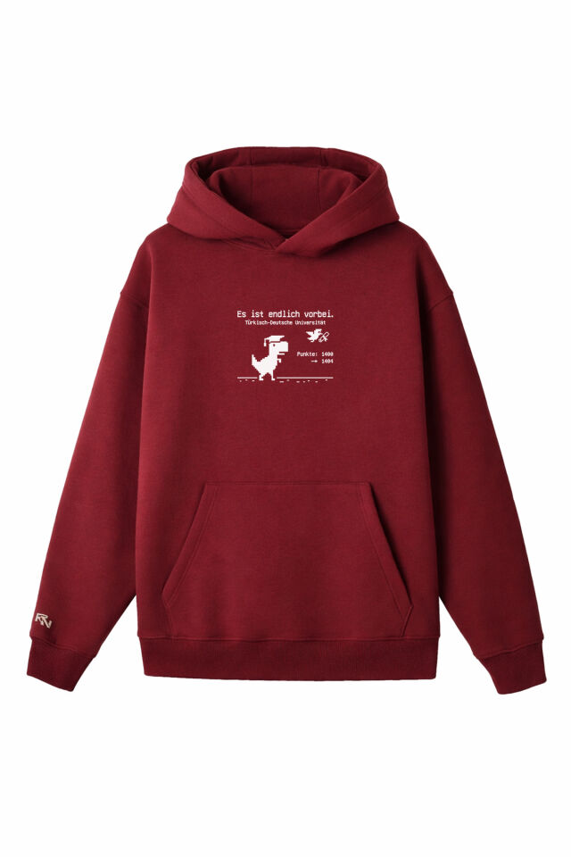 Ronna  Unisex Türk - Alman Üniversitesi Serisi Model 10 Baskılı Oversize Kapüşonlu Hoodie - TDB030110 Bordo - XXL
