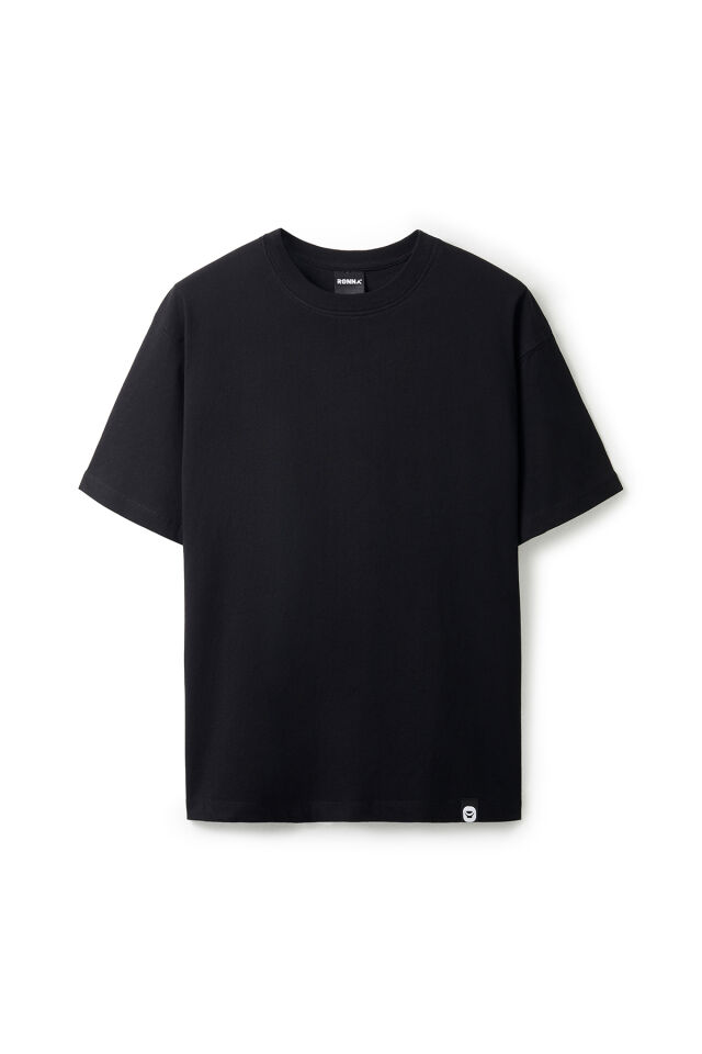 Ronna  Unisex Basic Serisi Basic Oversize Bisiklet Yaka Tshirt  - BBE010101 Lacivert - XXL
