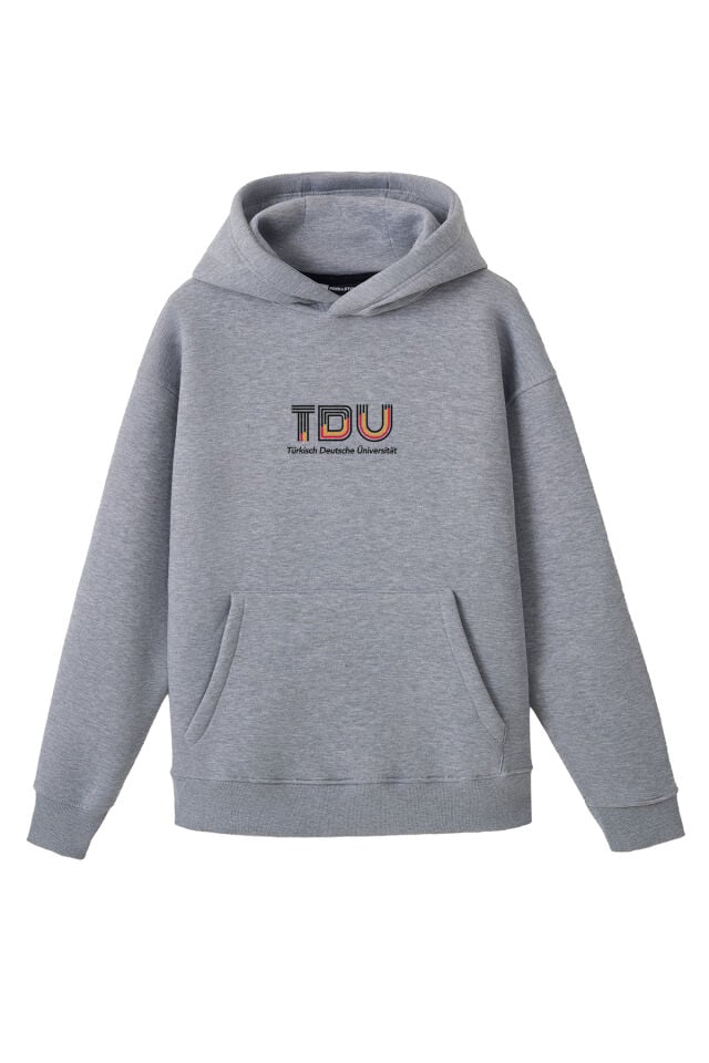 Ronna  Unisex Türk - Alman Üniversitesi Serisi Model 13 Baskılı Oversize Kapüşonlu Hoodie - TDB030113 Gri Melanj - XXL