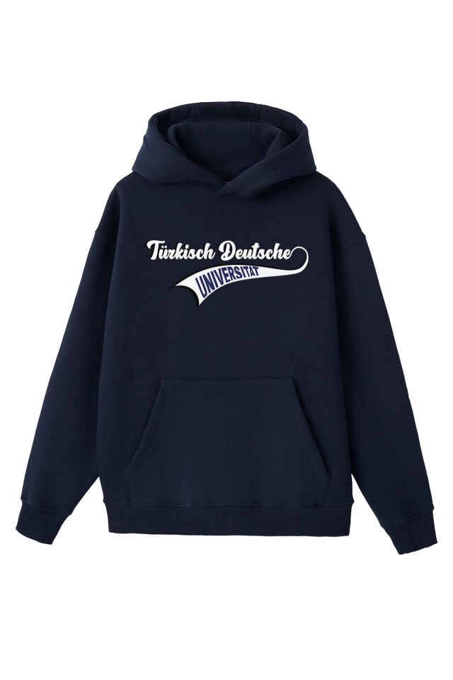 Ronna  Unisex Türk - Alman Üniversitesi Serisi Model 15 Baskılı Oversize Kapüşonlu Hoodie - TDB030115 Lacivert - XXL