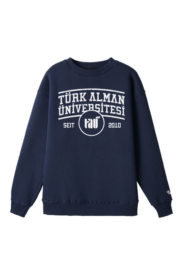 Ronna  Unisex Türk - Alman Üniversitesi Serisi Model 1  Baskılı Oversize Bisiklet Yaka Sweatshirt - TDB040101 Lacivert - XXL