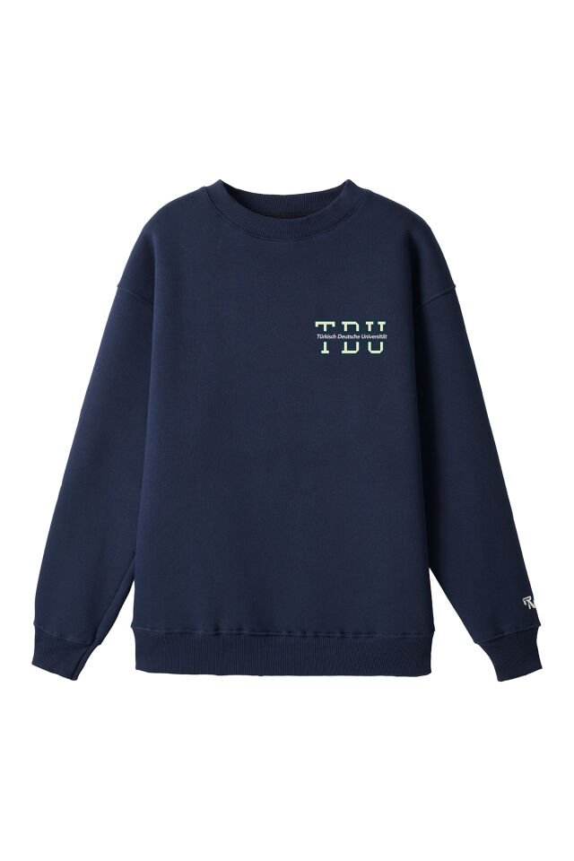 Ronna  Unisex Türk - Alman Üniversitesi Serisi Model 2 Baskılı Oversize Bisiklet Yaka Sweatshirt - TDB040102 Lacivert - XXL