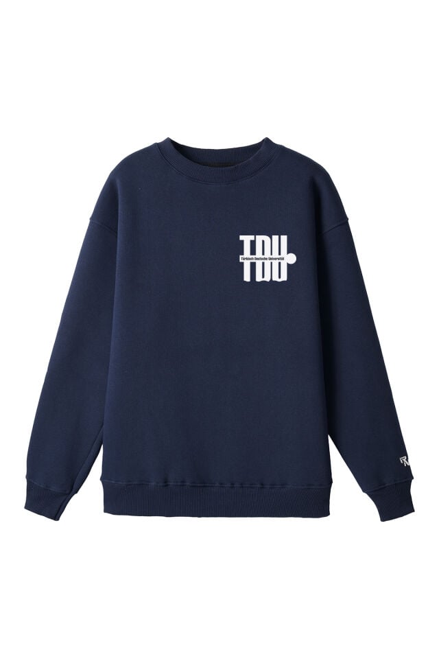 Ronna  Unisex Türk - Alman Üniversitesi Serisi Model 3 Baskılı Oversize Bisiklet Yaka Sweatshirt - TDB040103 Lacivert - XXL