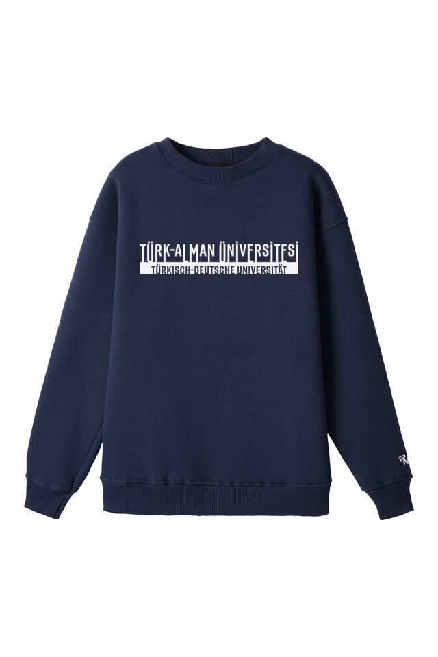 Ronna  Unisex Türk - Alman Üniversitesi Serisi Model 4 Baskılı Oversize Bisiklet Yaka Sweatshirt - TDB040104 Lacivert - XXL
