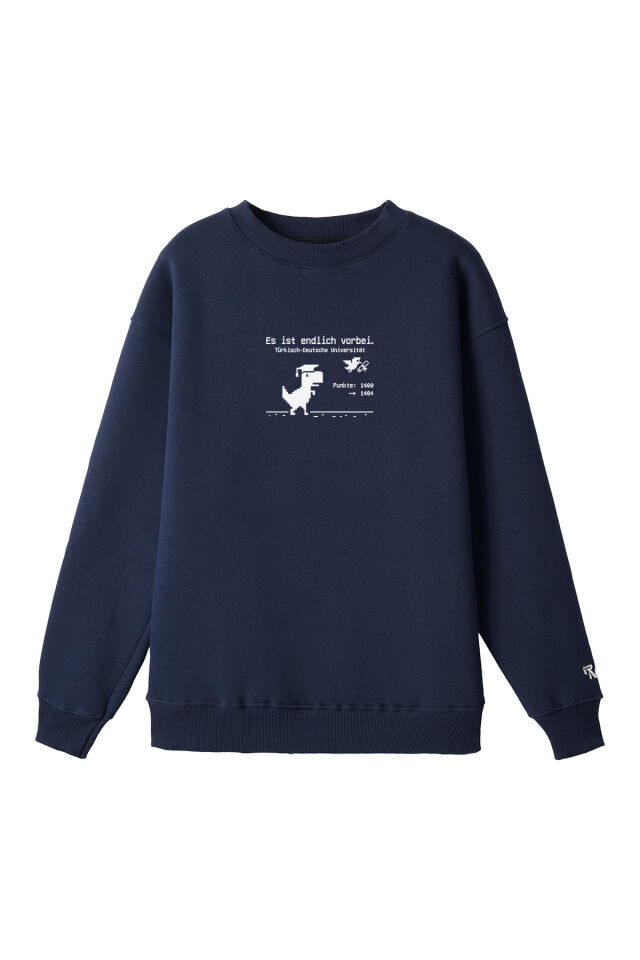 Ronna  Unisex Türk - Alman Üniversitesi Serisi Model 10 Baskılı Oversize Bisiklet Yaka Sweatshirt - TDB040110 Lacivert - XXL