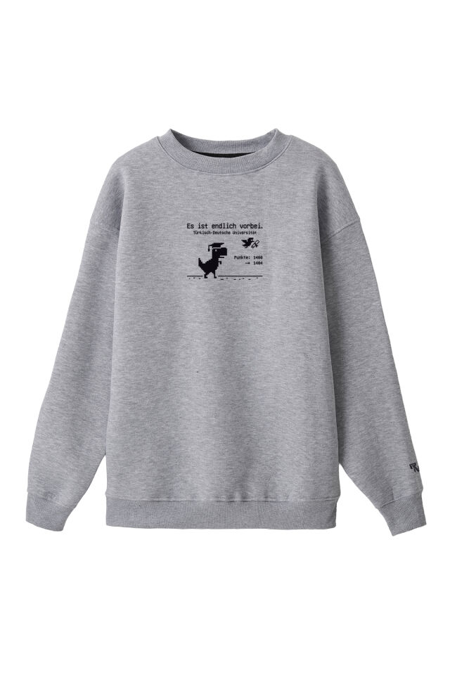 Ronna  Unisex Türk - Alman Üniversitesi Serisi Model 10 Baskılı Oversize Bisiklet Yaka Sweatshirt - TDB040110 Gri Melanj - XXL