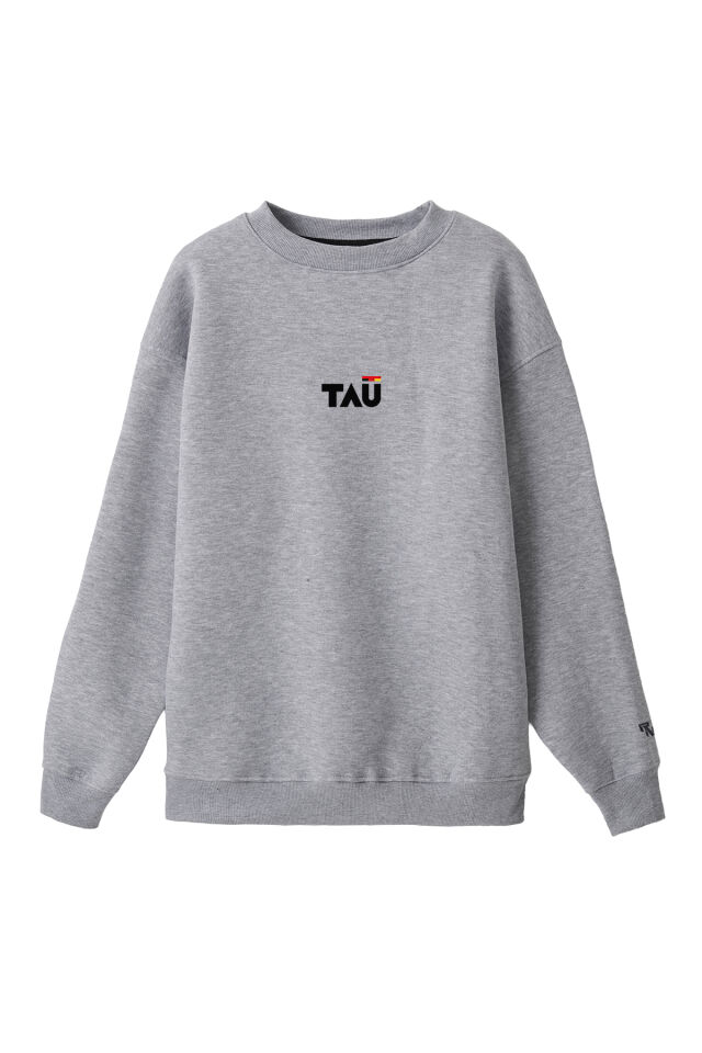 Ronna  Unisex Türk - Alman Üniversitesi Serisi Model 12 Baskılı Oversize Bisiklet Yaka Sweatshirt - TDB040112 Gri Melanj - XXL