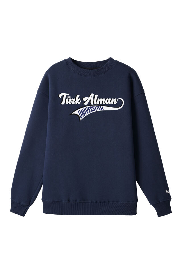 Ronna  Unisex Türk - Alman Üniversitesi Serisi Model 14 Baskılı Oversize Bisiklet Yaka Sweatshirt - TDB040114 Lacivert - XXL