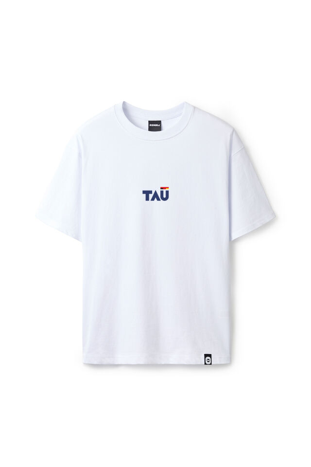 Ronna  Unisex Türk - Alman Üniversitesi Serisi Model 12 Baskılı Oversize Bisiklet Yaka Tshirt  - TDB010112 Beyaz - XL