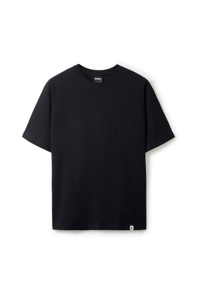 Ronna  Unisex Basic Serisi Basic Oversize Bisiklet Yaka Tshirt  - BBE010101 Siyah - XL