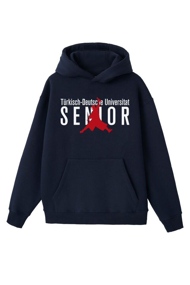 Ronna  Unisex Türk - Alman Üniversitesi Serisi Model 17 Baskılı Oversize Kapüşonlu Hoodie - TDB030117 Lacivert - XXL